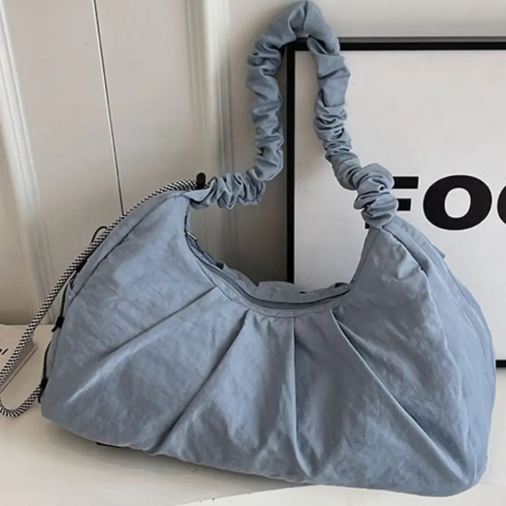 Lavender Ruched Handle Women's Pleated Boho Bag In Purple